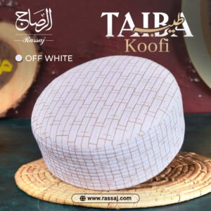 Taiba Koofi Off White | Elegant Prayer Cap for Men - Islamic Topi for Namaz