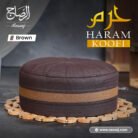 Haram Koofi Brown – premium brown Islamic kufi cap for men by Rassaj, elegant handcrafted Muslim topi for prayer and everyday wear